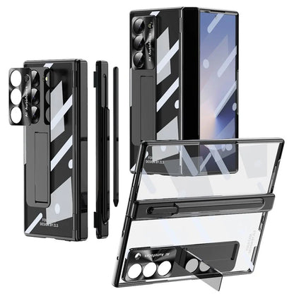 For Samsung Galaxy Z Fold6 5G Case Kickstand Dual Hinge PC Phone Cover with Screen Film and Stylus