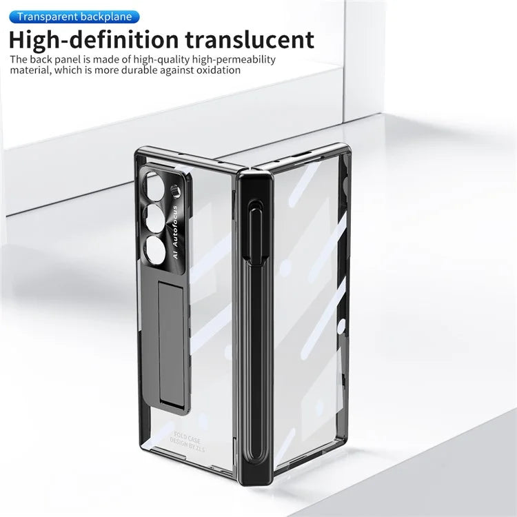 For Samsung Galaxy Z Fold6 5G Case Kickstand Dual Hinge PC Phone Cover with Screen Film and Stylus