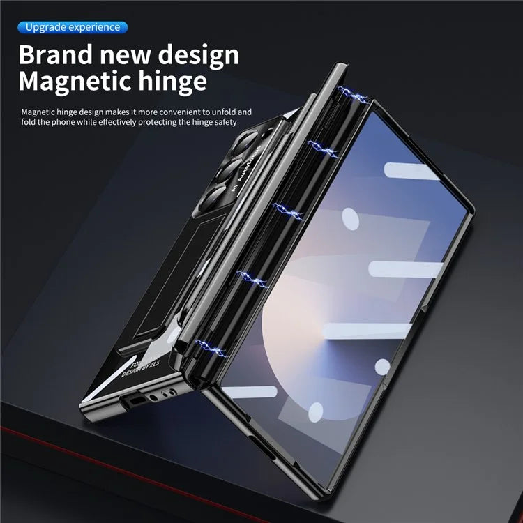 For Samsung Galaxy Z Fold6 5G Case Kickstand Dual Hinge PC Phone Cover with Screen Film and Stylus
