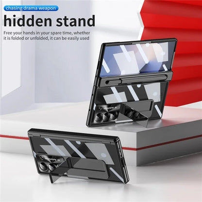 For Samsung Galaxy Z Fold6 5G Case Kickstand Dual Hinge PC Phone Cover with Screen Film and Stylus