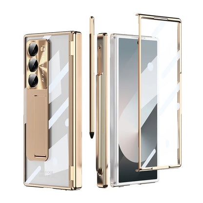For Samsung Galaxy Z Fold6 5G Case Kickstand Dual Hinge PC Phone Cover with Screen Film and Stylus