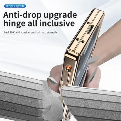For Samsung Galaxy Z Fold6 5G Case Kickstand Dual Hinge PC Phone Cover with Screen Film and Stylus