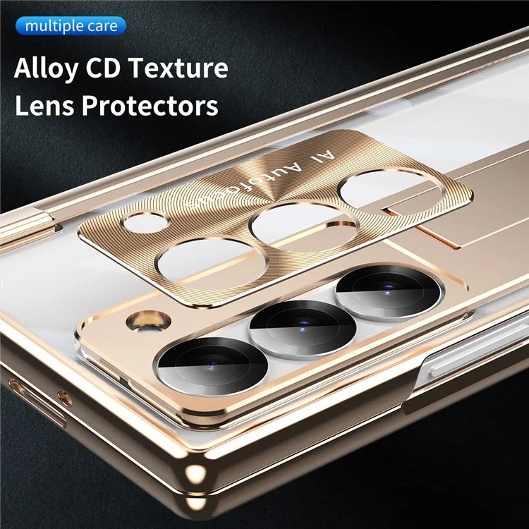 For Samsung Galaxy Z Fold6 5G Case Kickstand Dual Hinge PC Phone Cover with Screen Film and Stylus