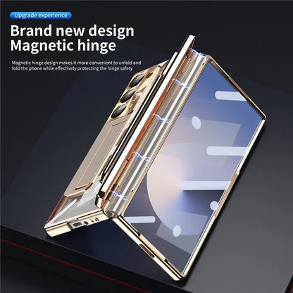 For Samsung Galaxy Z Fold6 5G Case Kickstand Dual Hinge PC Phone Cover with Screen Film and Stylus