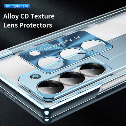 For Samsung Galaxy Z Fold6 5G Case Kickstand Dual Hinge PC Phone Cover with Screen Film and Stylus