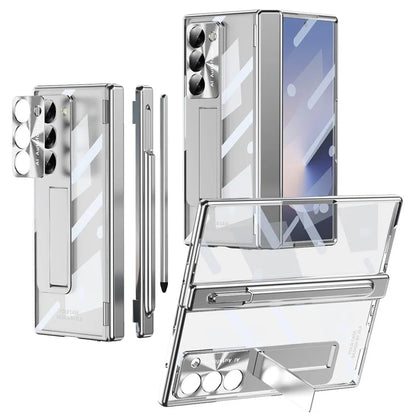 For Samsung Galaxy Z Fold6 5G Case Kickstand Dual Hinge PC Phone Cover with Screen Film and Stylus