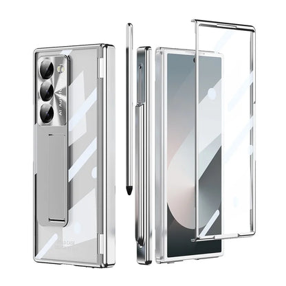 For Samsung Galaxy Z Fold6 5G Case Kickstand Dual Hinge PC Phone Cover with Screen Film and Stylus