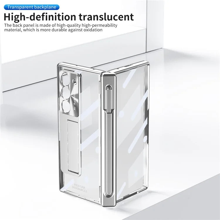 For Samsung Galaxy Z Fold6 5G Case Kickstand Dual Hinge PC Phone Cover with Screen Film and Stylus