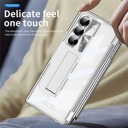 For Samsung Galaxy Z Fold6 5G Case Kickstand Dual Hinge PC Phone Cover with Screen Film and Stylus