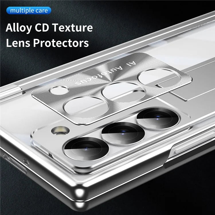 For Samsung Galaxy Z Fold6 5G Case Kickstand Dual Hinge PC Phone Cover with Screen Film and Stylus