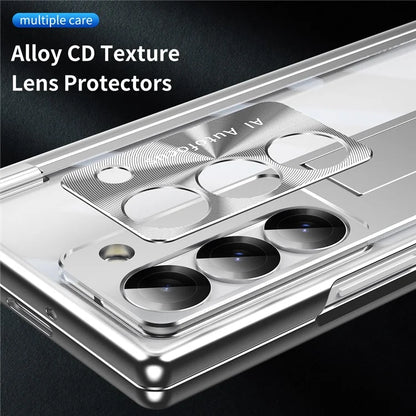 For Samsung Galaxy Z Fold6 5G Case Kickstand Dual Hinge PC Phone Cover with Screen Film and Stylus