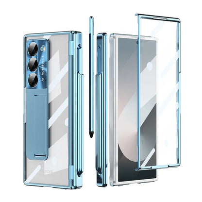 For Samsung Galaxy Z Fold6 5G Case Stylus Slot Hinge Kickstand PC Cover with Screen Film / Stylus