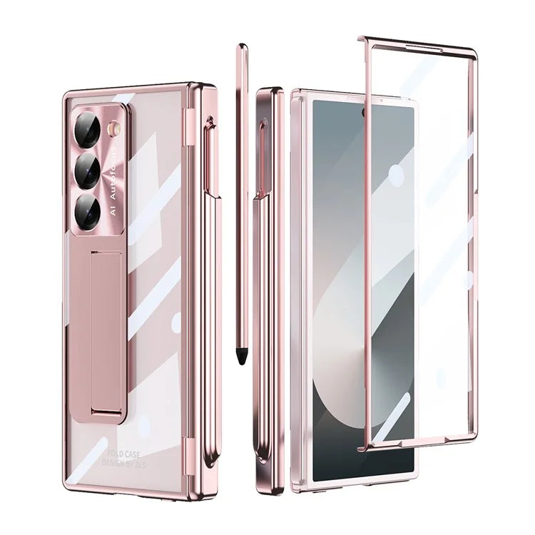 For Samsung Galaxy Z Fold6 5G Case Stylus Slot Hinge Kickstand PC Cover with Screen Film / Stylus