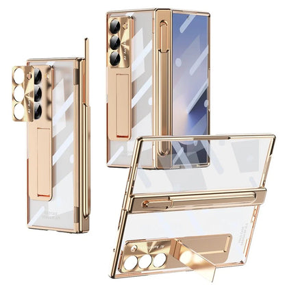 For Samsung Galaxy Z Fold6 5G Case Stylus Slot Hinge Kickstand PC Cover with Screen Film / Stylus