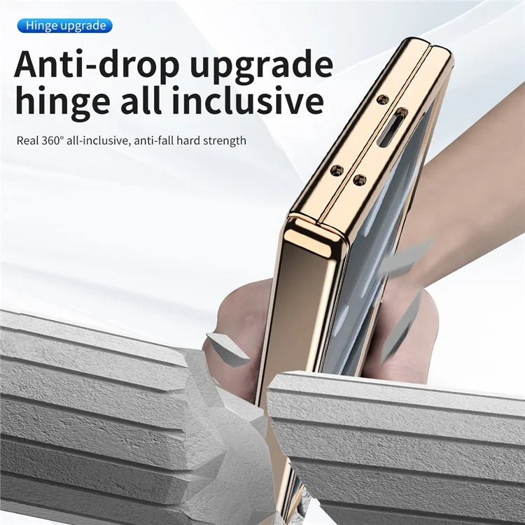 For Samsung Galaxy Z Fold6 5G Case Kickstand Hinge Electroplating PC Cover with Screen Film