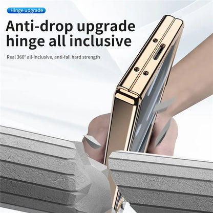 For Samsung Galaxy Z Fold6 5G Case Kickstand Hinge Electroplating PC Cover with Screen Film