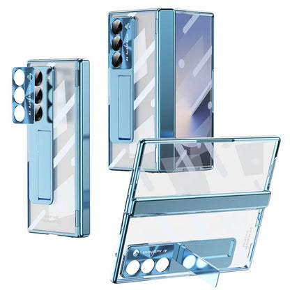 For Samsung Galaxy Z Fold6 5G Case Kickstand Hinge Electroplating PC Cover with Screen Film