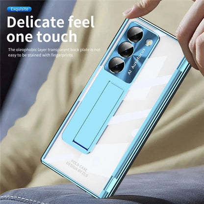 For Samsung Galaxy Z Fold6 5G Case Kickstand Hinge Electroplating PC Cover with Screen Film