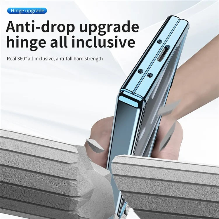 For Samsung Galaxy Z Fold6 5G Case Kickstand Hinge Electroplating PC Cover with Screen Film