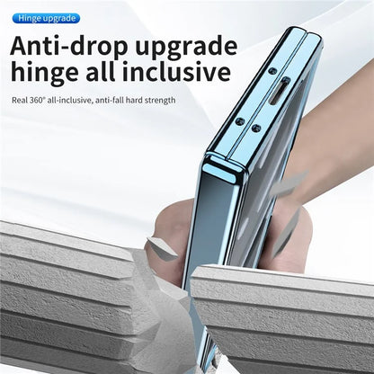 For Samsung Galaxy Z Fold6 5G Case Kickstand Hinge Electroplating PC Cover with Screen Film