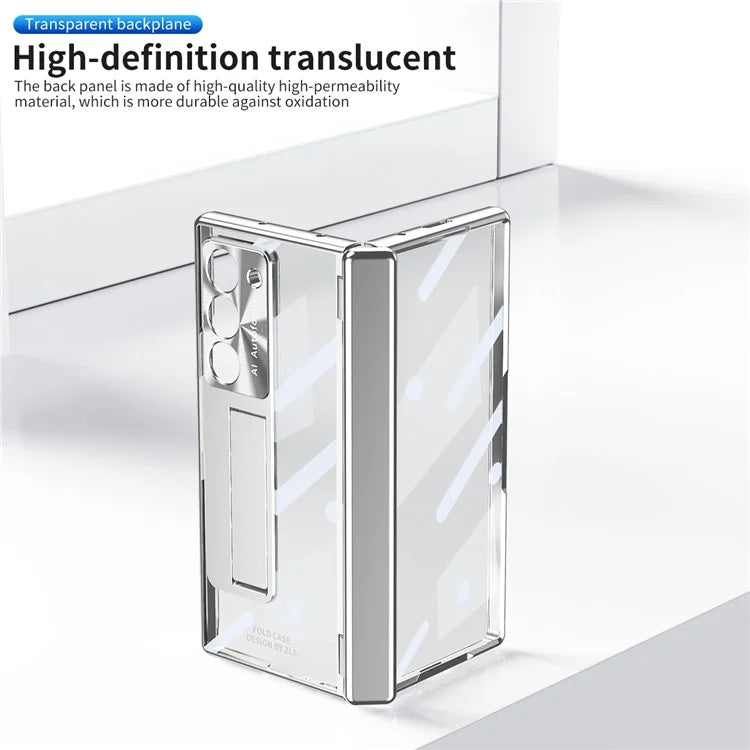 For Samsung Galaxy Z Fold6 5G Case Kickstand Hinge Electroplating PC Cover with Screen Film