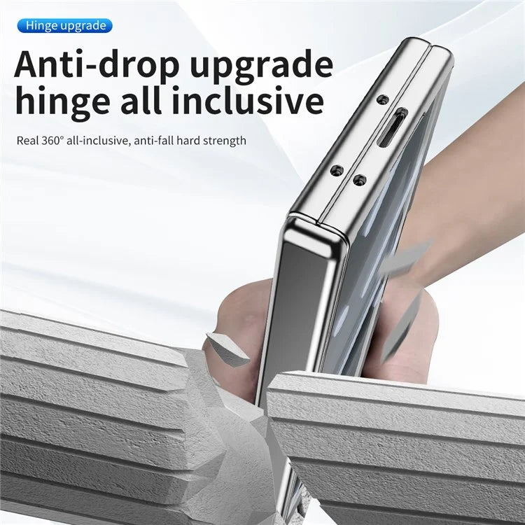 For Samsung Galaxy Z Fold6 5G Case Kickstand Hinge Electroplating PC Cover with Screen Film