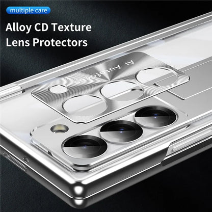 For Samsung Galaxy Z Fold6 5G Case Kickstand Hinge Electroplating PC Cover with Screen Film
