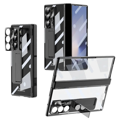 For Samsung Galaxy Z Fold6 5G Case Kickstand Hinge Electroplating PC Cover with Screen Film