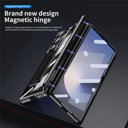 For Samsung Galaxy Z Fold6 5G Case Kickstand Hinge Electroplating PC Cover with Screen Film