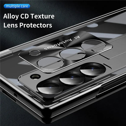 For Samsung Galaxy Z Fold6 5G Case Kickstand Hinge Electroplating PC Cover with Screen Film