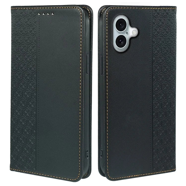 For iPhone 16 Plus Case Four-Leaf Clover Leather Flip Phone Cover Stand Wallet