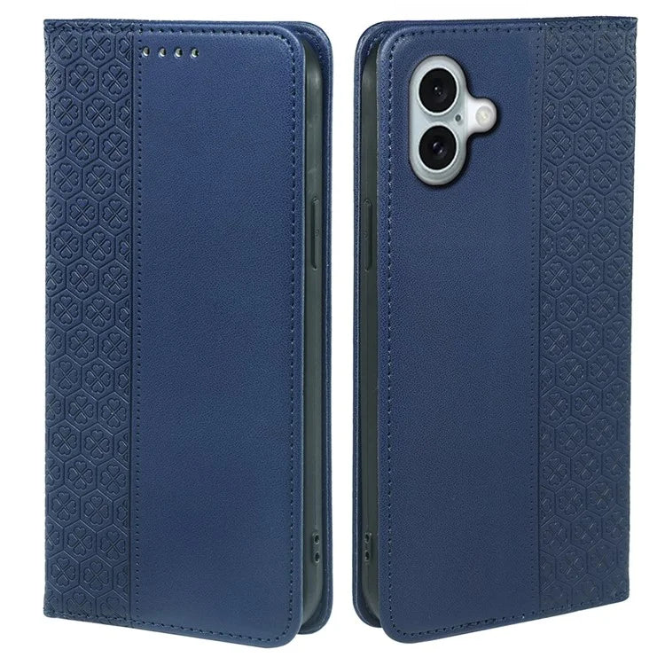 For iPhone 16 Plus Case Four-Leaf Clover Leather Flip Phone Cover Stand Wallet