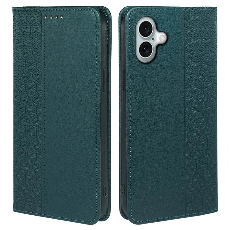 For iPhone 16 Plus Case Four-Leaf Clover Leather Flip Phone Cover Stand Wallet