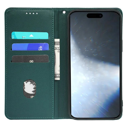 For iPhone 16 Plus Case Four-Leaf Clover Leather Flip Phone Cover Stand Wallet