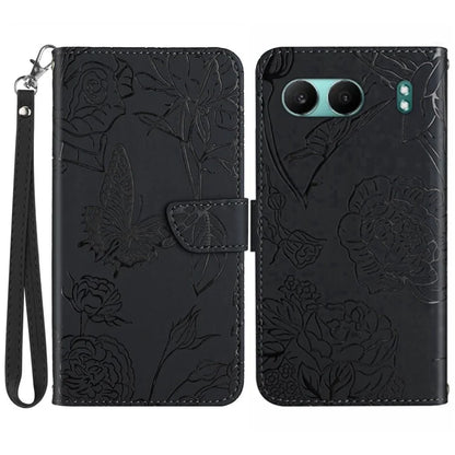 HT03 For OnePlus Nord 4 Phone Case Butterfly Flower Imprint Leather Cover with Strap