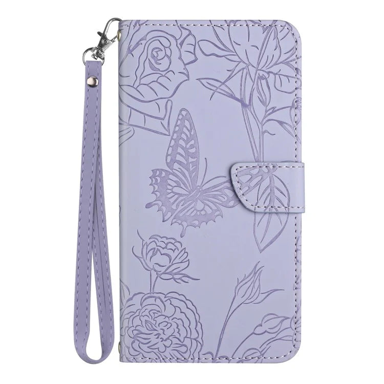 HT03 For OnePlus Nord 4 Phone Case Butterfly Flower Imprint Leather Cover with Strap