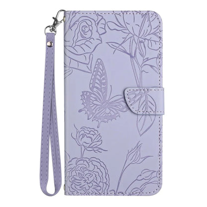 HT03 For OnePlus Nord 4 Phone Case Butterfly Flower Imprint Leather Cover with Strap