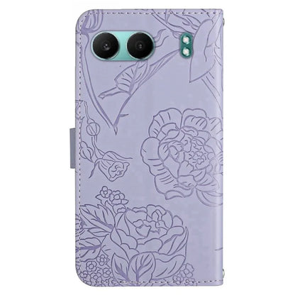 HT03 For OnePlus Nord 4 Phone Case Butterfly Flower Imprint Leather Cover with Strap
