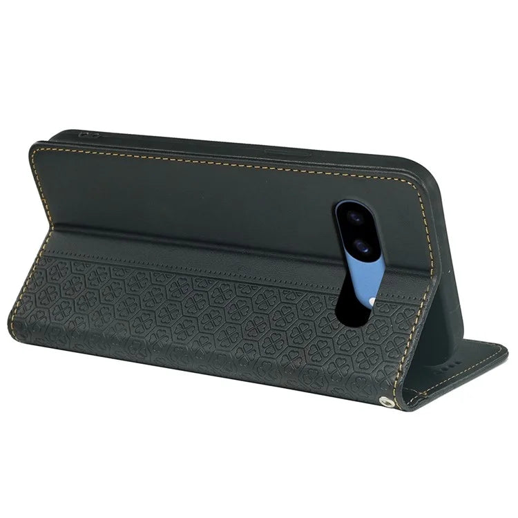 For Google Pixel 8a Case Four-Leaf Clover Leather Flip Phone Cover Stand Wallet