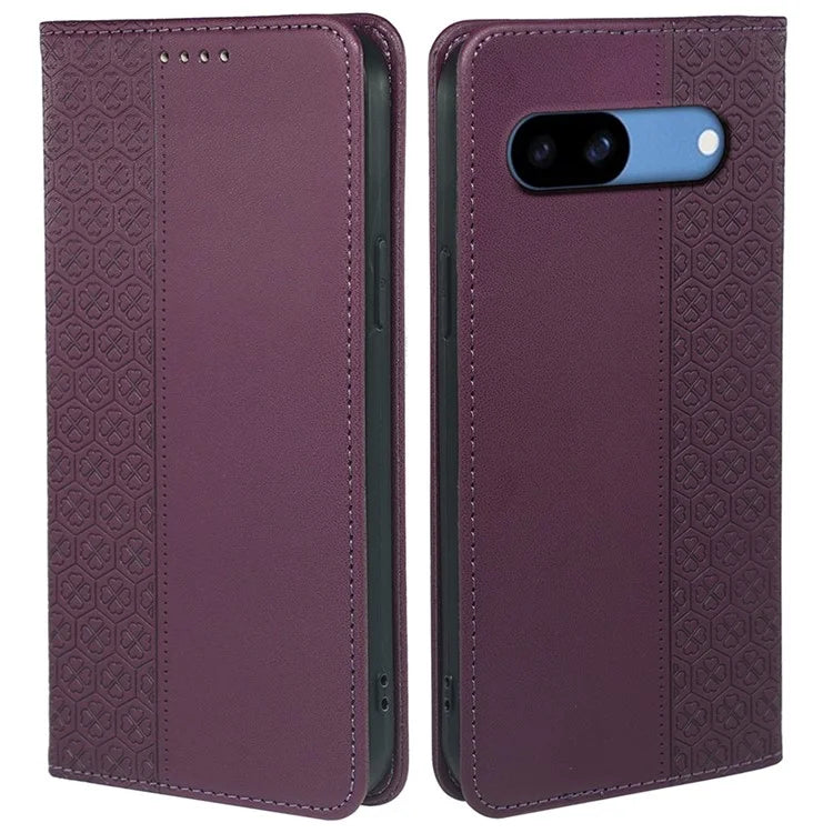 For Google Pixel 8a Case Four-Leaf Clover Leather Flip Phone Cover Stand Wallet