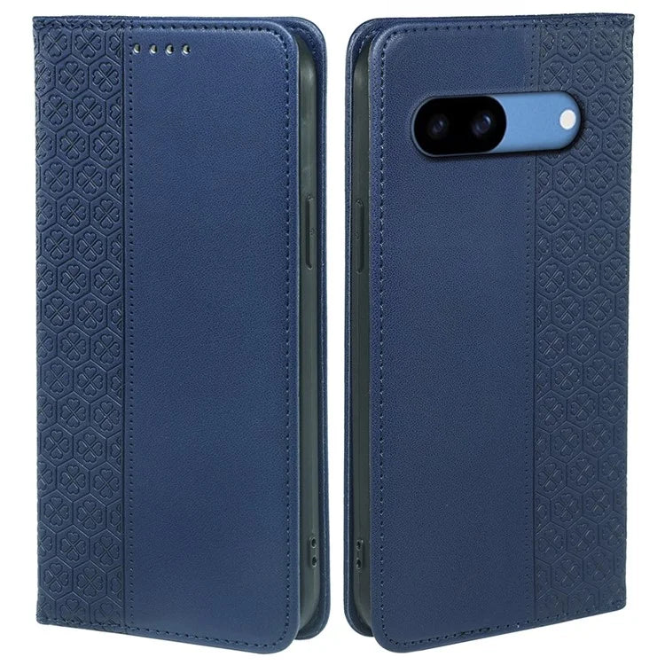 For Google Pixel 8a Case Four-Leaf Clover Leather Flip Phone Cover Stand Wallet