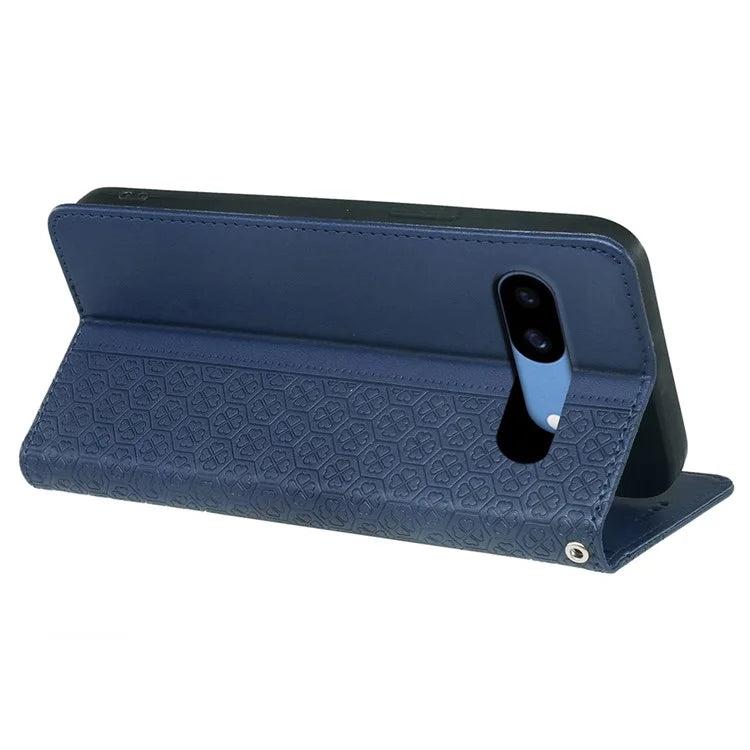 For Google Pixel 8a Case Four-Leaf Clover Leather Flip Phone Cover Stand Wallet