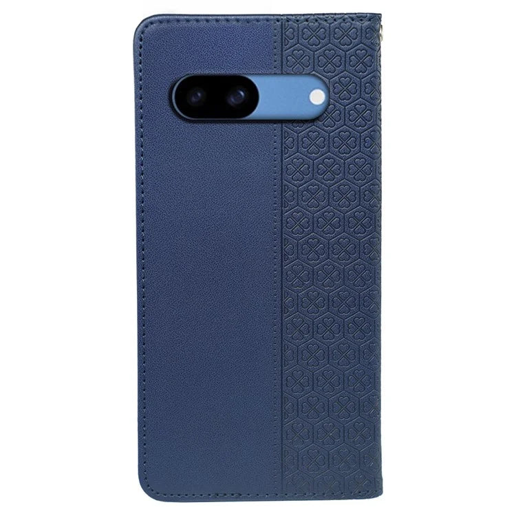 For Google Pixel 8a Case Four-Leaf Clover Leather Flip Phone Cover Stand Wallet