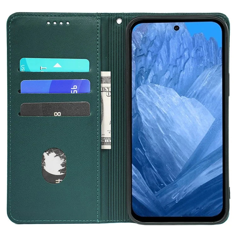 For Google Pixel 8a Case Four-Leaf Clover Leather Flip Phone Cover Stand Wallet
