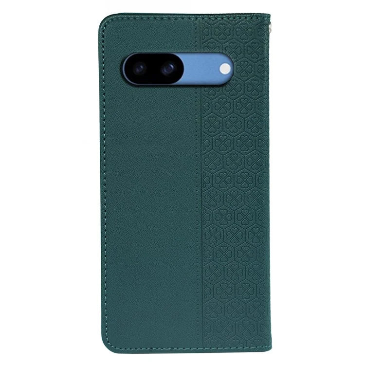For Google Pixel 8a Case Four-Leaf Clover Leather Flip Phone Cover Stand Wallet