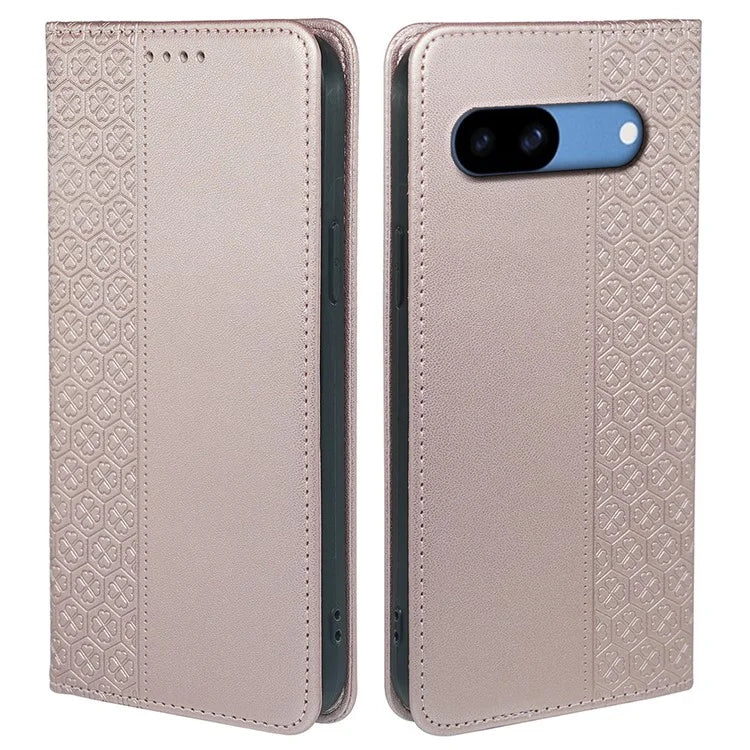 For Google Pixel 8a Case Four-Leaf Clover Leather Flip Phone Cover Stand Wallet