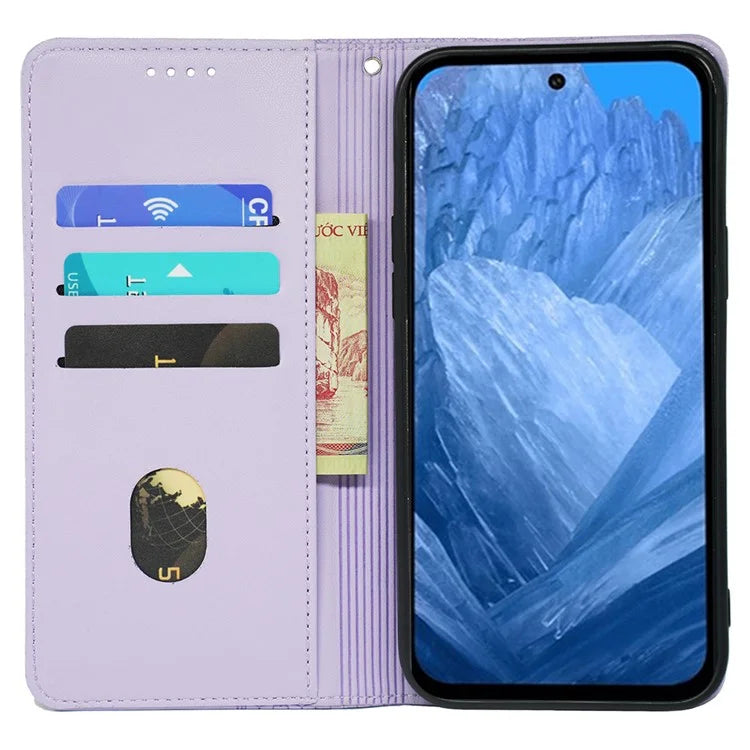 For Google Pixel 8a Case Four-Leaf Clover Leather Flip Phone Cover Stand Wallet