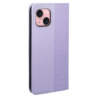 For iPhone 15 Case Four-Leaf Clover Leather Flip Phone Cover Stand Wallet