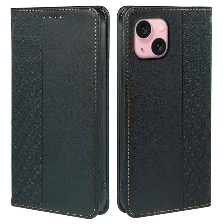 For iPhone 14 Case Four-Leaf Clover Leather Flip Phone Cover Stand Wallet