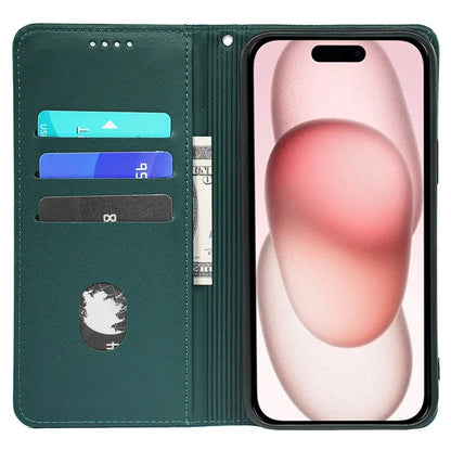 For iPhone 14 Case Four-Leaf Clover Leather Flip Phone Cover Stand Wallet